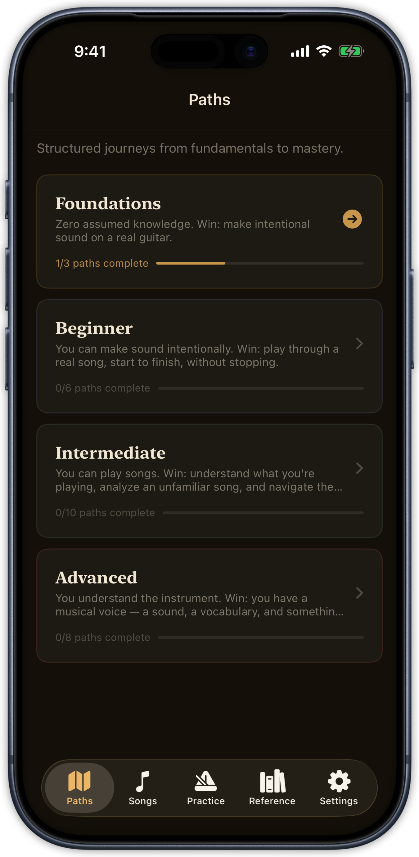 Timber & Tone on iPhone &mdash; Paths view
